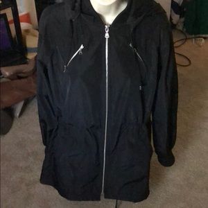 Express black raincoat with hood